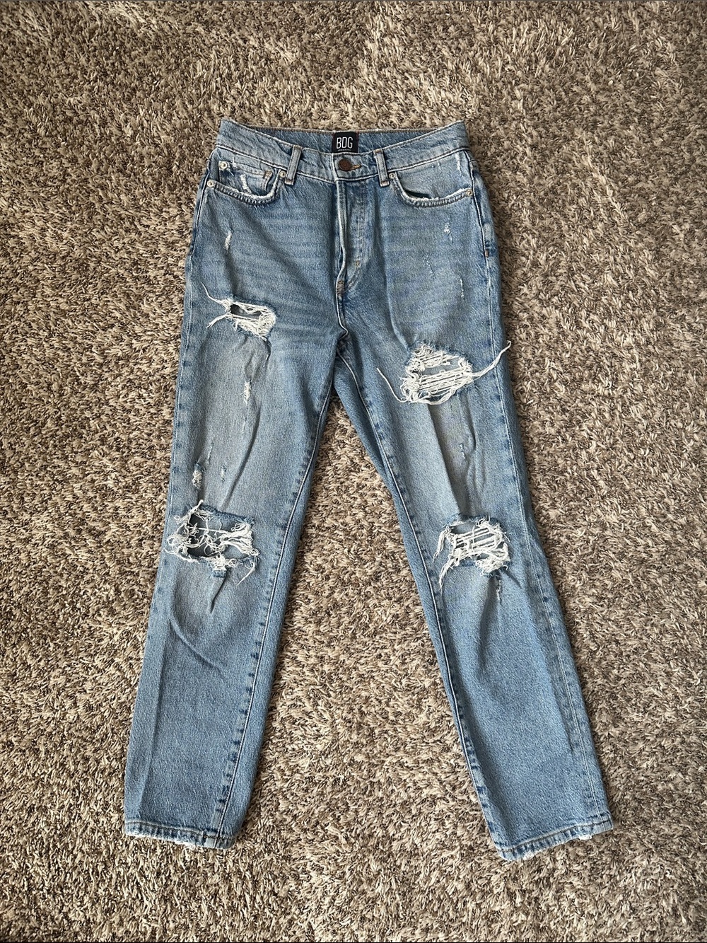BDG distressed stretch high waisted slim straight jeans